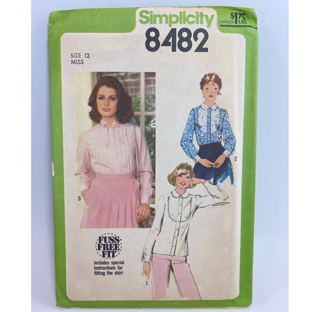 Vtg 70s Simplicity 8482 Misses Blouse Pattern Size 12 34" Bust UC FF Prairie